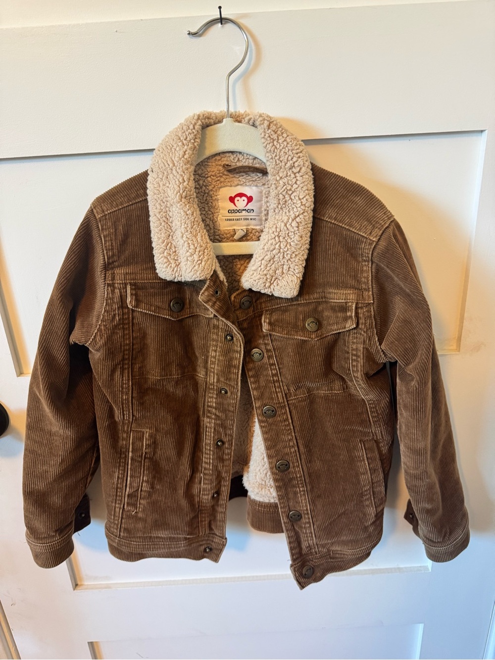 Appaman Brown Corduroy Jacket with Cream Sherpa Trim